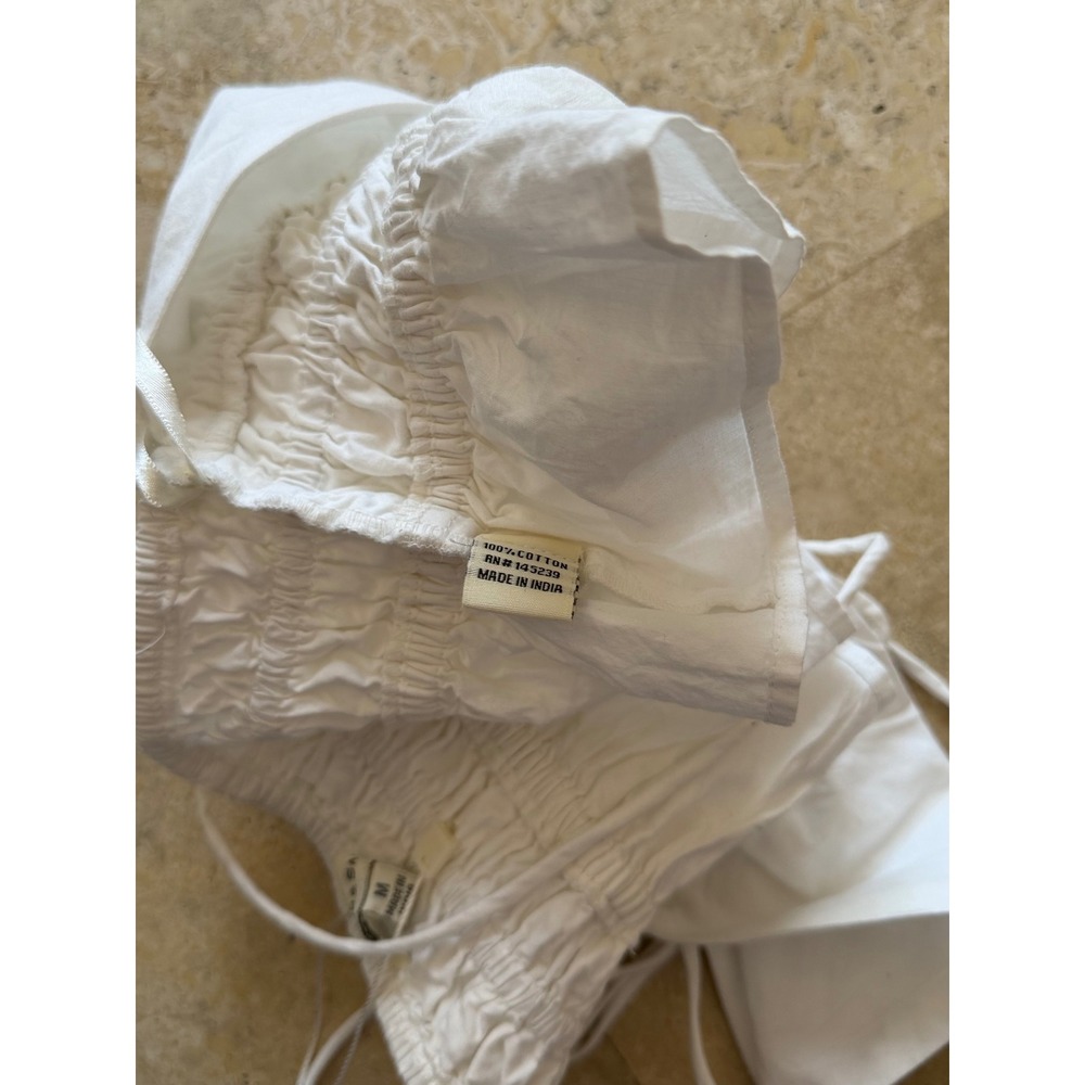 Sim & Sam White Cotton Smocked Ruffle Crop Top Medium - Picture 5 of 5
